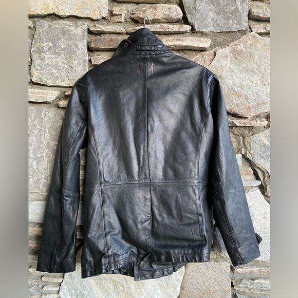 Banana Republic Heritage Mens Small Black  Distressed Leather Sport Coat Jacket - Picture 4 of 8